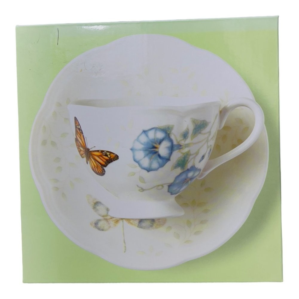 Lenox Butterfly Meadow Monarch Cup and Saucer Set New in Box - Picture 10 of 12